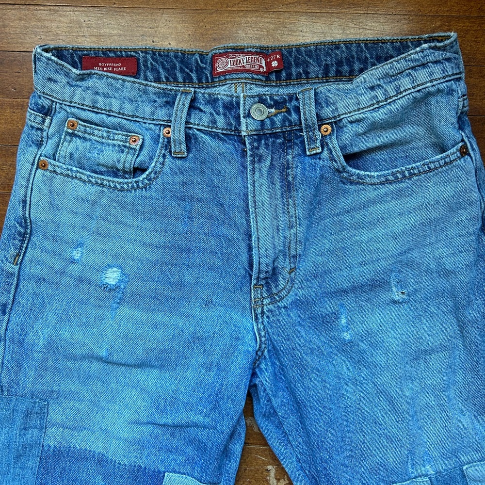 Lucky Brand flared patchwork jeans